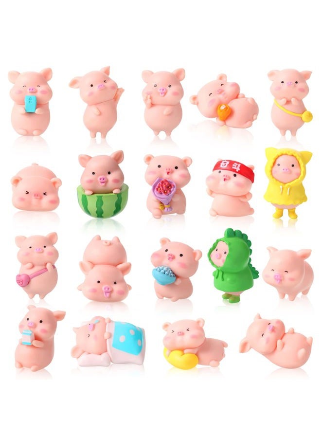 Leitee 19 Pcs Miniature Figurines Toys Figure Animal Toys Set Cute Figurine Cake Toppers Mini Garden Miniature Figurines Landscape Decor for Home Desk Party Decorations (PVC,Pig) - Image 1