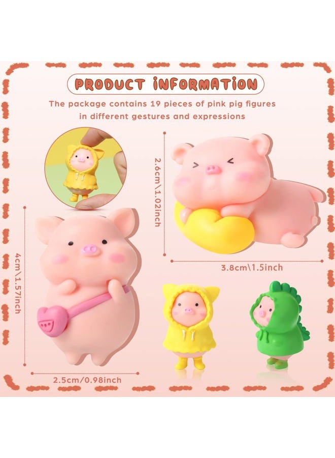 Leitee 19 Pcs Miniature Figurines Toys Figure Animal Toys Set Cute Figurine Cake Toppers Mini Garden Miniature Figurines Landscape Decor for Home Desk Party Decorations (PVC,Pig) - Image 2