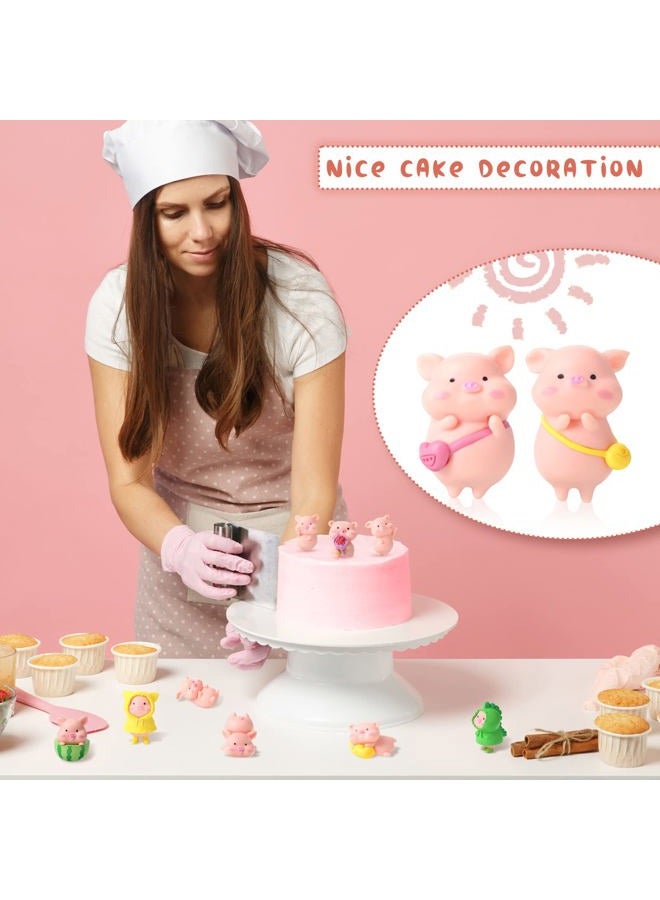 Leitee 19 Pcs Miniature Figurines Toys Figure Animal Toys Set Cute Figurine Cake Toppers Mini Garden Miniature Figurines Landscape Decor for Home Desk Party Decorations (PVC,Pig) - Image 5