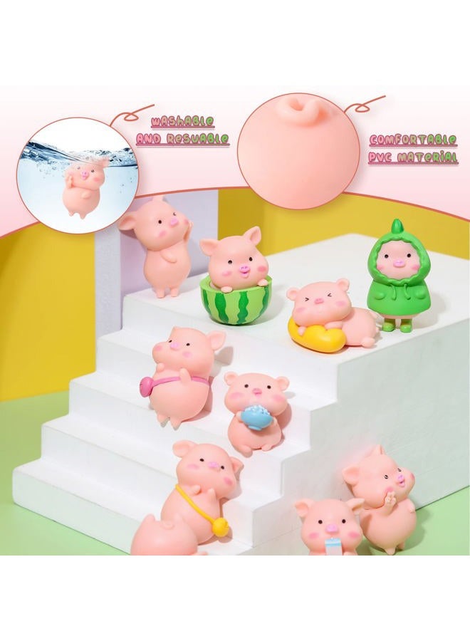 Leitee 19 Pcs Miniature Figurines Toys Figure Animal Toys Set Cute Figurine Cake Toppers Mini Garden Miniature Figurines Landscape Decor for Home Desk Party Decorations (PVC,Pig) - Image 3