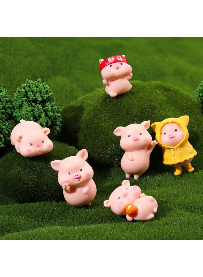 Leitee 19 Pcs Miniature Figurines Toys Figure Animal Toys Set Cute Figurine Cake Toppers Mini Garden Miniature Figurines Landscape Decor for Home Desk Party Decorations (PVC,Pig) - Image 4