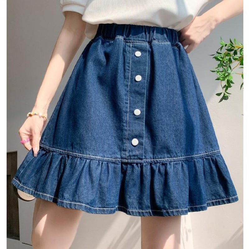 Girls Summer Dress Denim Skirt Summer Arrival Chic Fashionable Short Skirt Girls Cute Skirt - Image 1