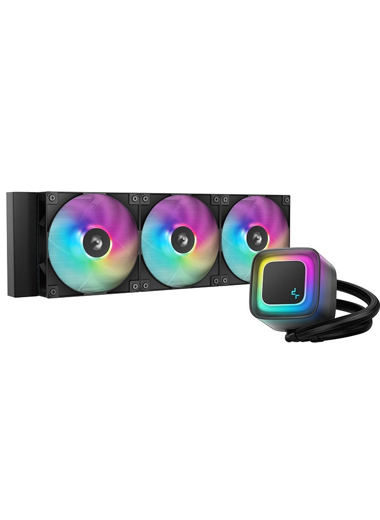 DEEPCOOL LE360 V2 360mm ARGB Liquid CPU Cooler, Triple 120mm ARGB Fans, Aluminum Radiator, Hydro Bearing, 75.89 CFM, ≤31.6dB, Anti-Leak Tech, 2500–3400 RPM PWM Pump, Intel LGA 1851/1700/1200/115X & AMD AM5/AM4 Compatible, Black | R-LE360-BKAMMC-G-2  - Image 2