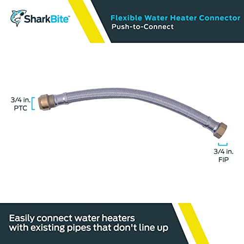 SharkBite 15 Inch Braided Flexible Water Heater Connector, 3/4 in Push-to-Connect x 3/4 in FIP, Stainless Steel, U3088FLEX15LF - Image 2