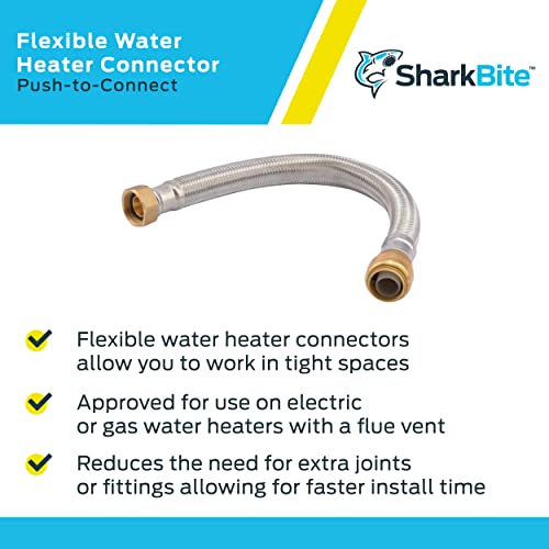 SharkBite 15 Inch Braided Flexible Water Heater Connector, 3/4 in Push-to-Connect x 3/4 in FIP, Stainless Steel, U3088FLEX15LF - Image 4