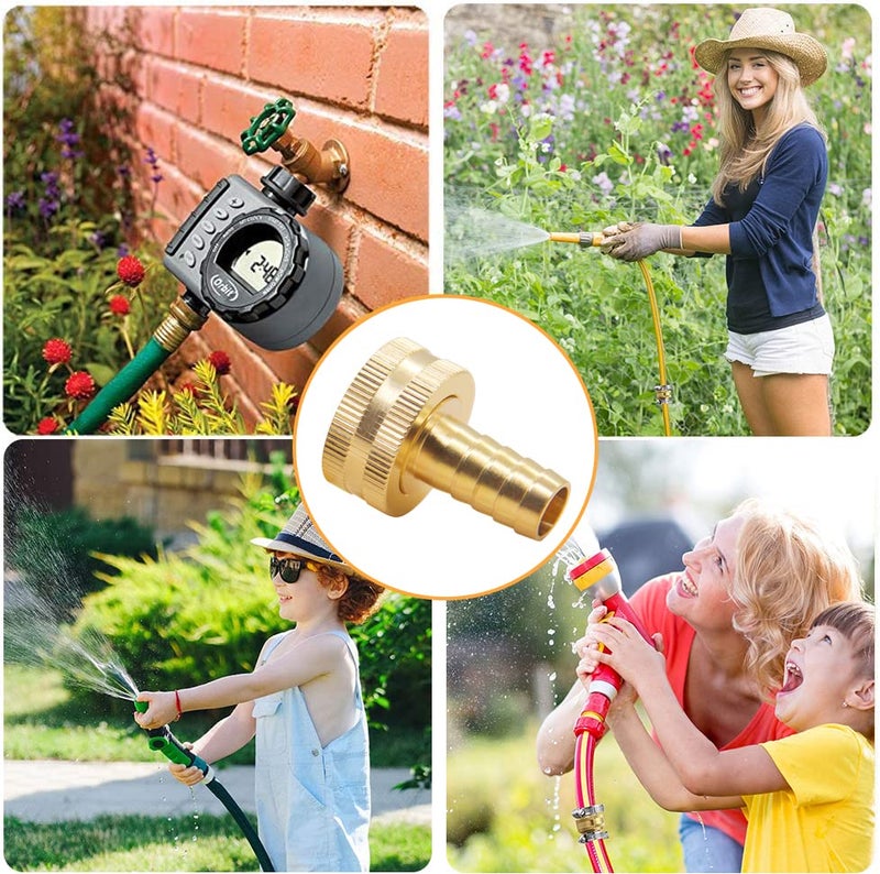 Hooshing 4PCS 1/2" Barb x 3/4" Female GHT Thread Garden Hose Connector Solid Brass Repair Kit Female Hose End Mender with Stainless Clamp Fit for 1/2" Garden Hose - Image 3