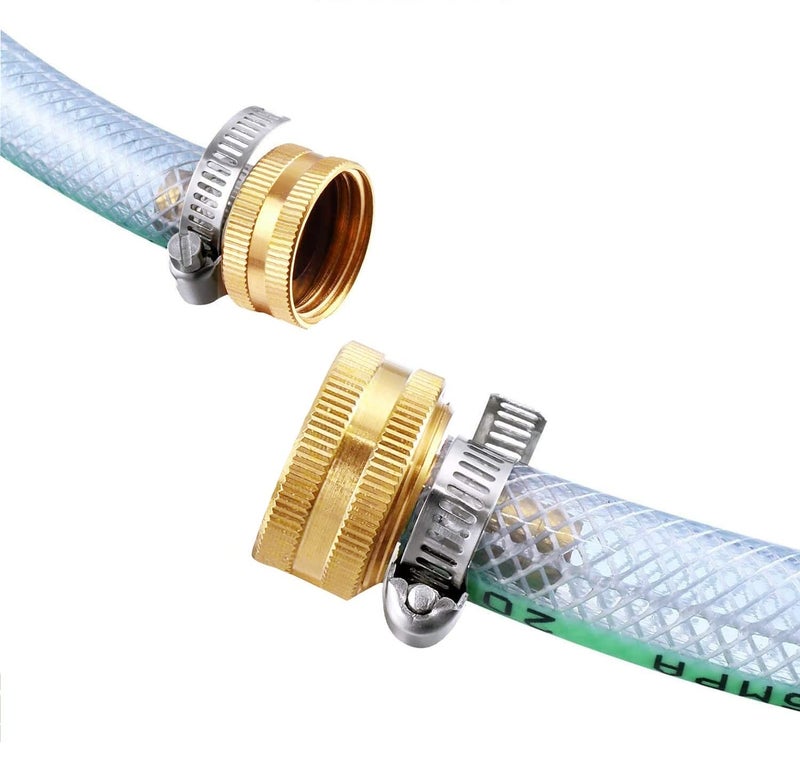 Hooshing 4PCS 1/2" Barb x 3/4" Female GHT Thread Garden Hose Connector Solid Brass Repair Kit Female Hose End Mender with Stainless Clamp Fit for 1/2" Garden Hose - Image 4