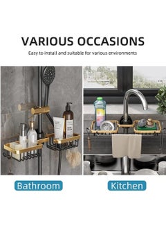 SYOSI SYOSI Aluminum Holder for Kitchen Sink, Kitchen Sink Sponge Holder, Aluminum Organizer for Kitchen Bathroom Accessories, Compatible with Faucets 0.8-1.1 Inches in Diameter  - Image 5