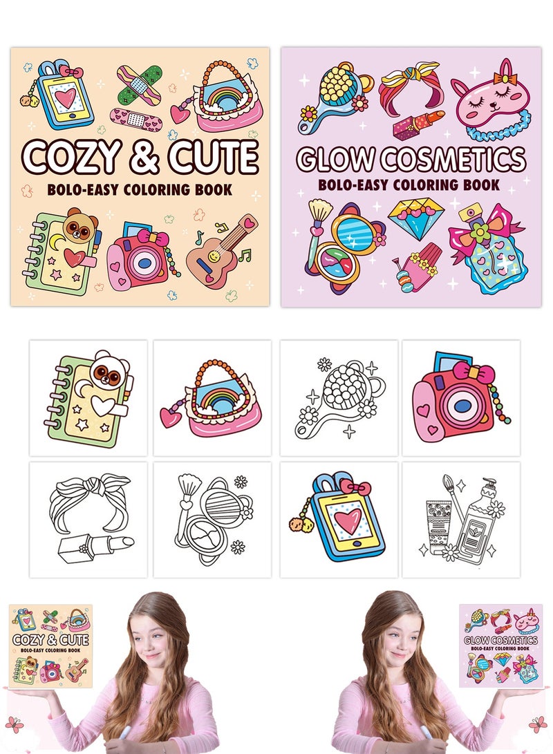 أورافلي مجموعة كتب التلوين للبالغين والمراهقين (كتابان، 52 ورقة لكل منهما) - كتب رسومات للأطفال للتلوين والرسم، لوازم معيشة لطيفة ومريحة، جو عصري - ورق سميك، تصميم صفحة واحدة، تخفيف التوتر للبالغين والأطفال - هدية إبداعية مثالية للفنانين والأطفال - Image 1