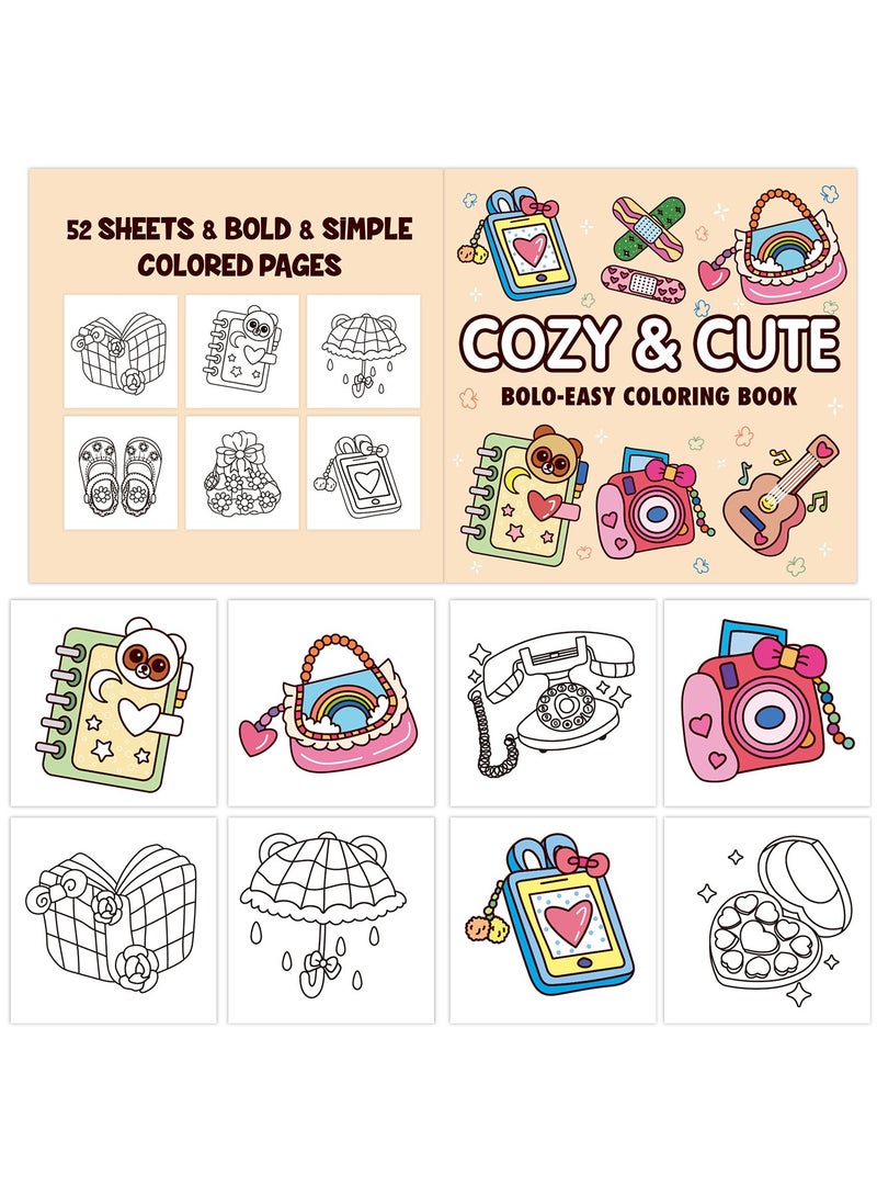 أورافلي مجموعة كتب التلوين للبالغين والمراهقين (كتابان، 52 ورقة لكل منهما) - كتب رسومات للأطفال للتلوين والرسم، لوازم معيشة لطيفة ومريحة، جو عصري - ورق سميك، تصميم صفحة واحدة، تخفيف التوتر للبالغين والأطفال - هدية إبداعية مثالية للفنانين والأطفال - Image 2