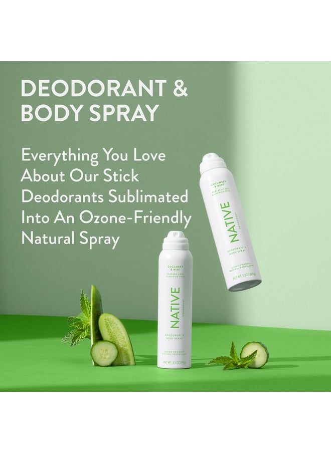 native Deodorant & Body Spray Contains Naturally Derived Ingredients | Deodorant For Women And Men, All Day Odor Protection, Aluminum And Hydrocarbon Propellant Free | Cucumber & Mint  - Image 2