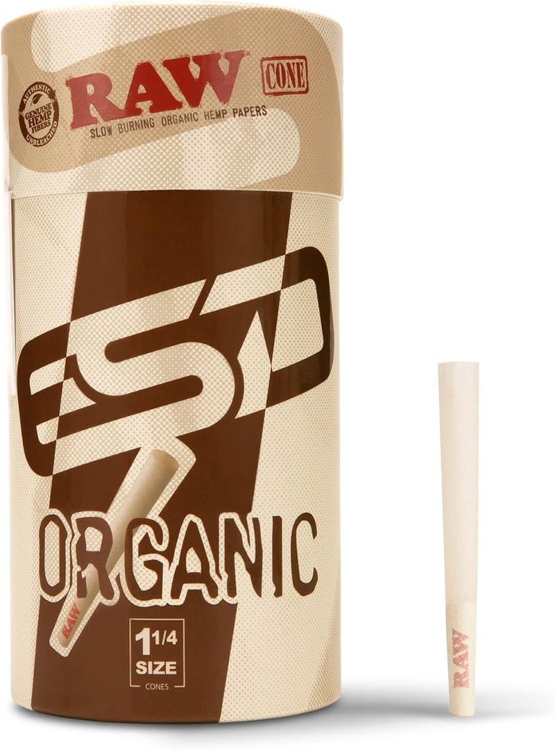 Raw Cones Organic 1-1/4 Size | 100 Pack | Pre Rolled Rolling Paper with Tips & Packing Tubes Included - Image 1