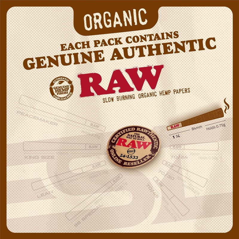 Raw Cones Organic 1-1/4 Size | 100 Pack | Pre Rolled Rolling Paper with Tips & Packing Tubes Included - Image 5