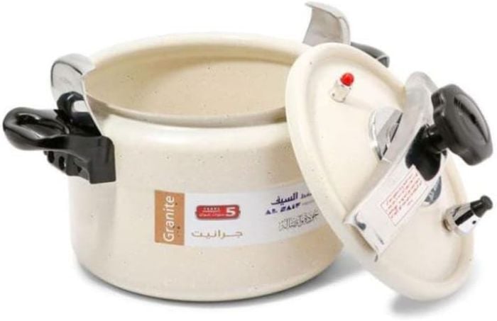 alsiaf 11Liters Large Granite Pressure Cooker 11L, Non-Stick Coating, Even Heat Distribution, Secure Lock, Safety Valve, Heat-Resistant Handles, Complies with International Quality Standards – Beige Beige - Image 2