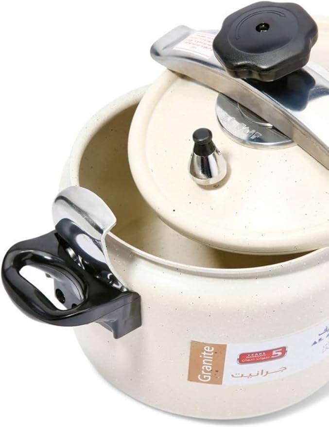 alsiaf 11Liters Large Granite Pressure Cooker 11L, Non-Stick Coating, Even Heat Distribution, Secure Lock, Safety Valve, Heat-Resistant Handles, Complies with International Quality Standards – Beige Beige - Image 3