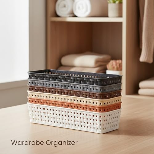 Oblivion Wardrobe Organizer for Storage 12 Pcs - Plastic Multipurpose Desk Organizer Tray, Multicolour Office Drawer Dividers Bins for Household Items, Bathroom, Makeup, Bedroom Dresser & Basket Rack - Image 2