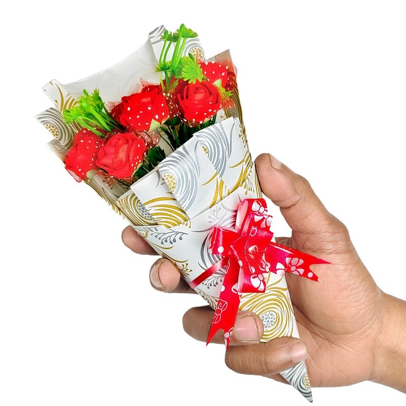 Pyarafest Pyarafest Artificial Flower Bouquet of Roses Birthday Gift Farewell Gift Wedding Gift Gift for Special Occasions Red Rose Bunch of 10 red  - Image 2