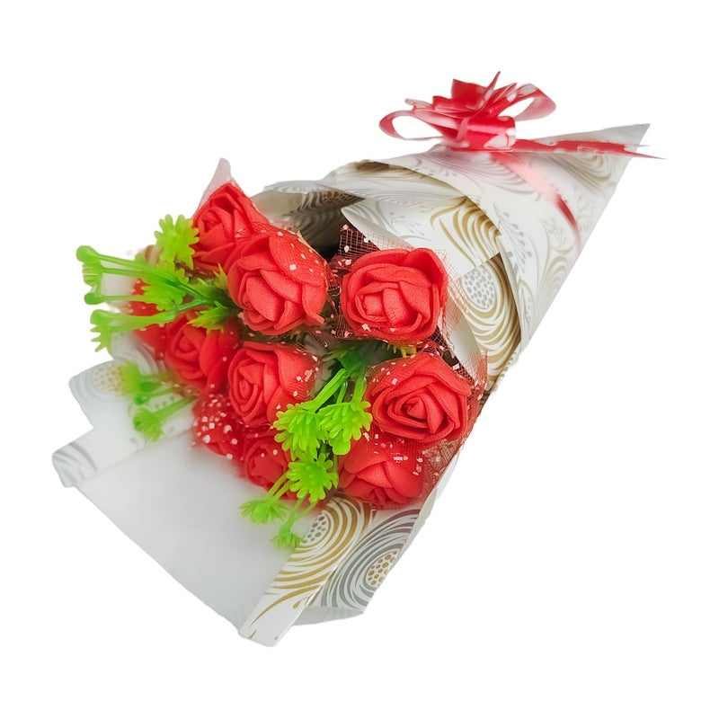 Pyarafest Pyarafest Artificial Flower Bouquet of Roses Birthday Gift Farewell Gift Wedding Gift Gift for Special Occasions Red Rose Bunch of 10 red  - Image 3