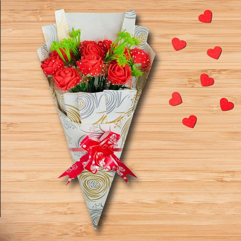 Pyarafest Pyarafest Artificial Flower Bouquet of Roses Birthday Gift Farewell Gift Wedding Gift Gift for Special Occasions Red Rose Bunch of 10 red  - Image 1