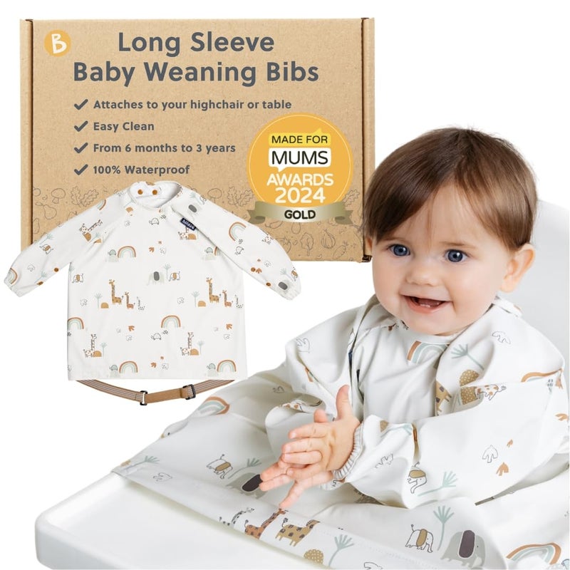 BIBaDO Long Sleeve Baby Bibs Babies Toddlers 636 Months Coverall Baby Led Weaning Bib Easy Wipe Soft Waterproof - Image 2