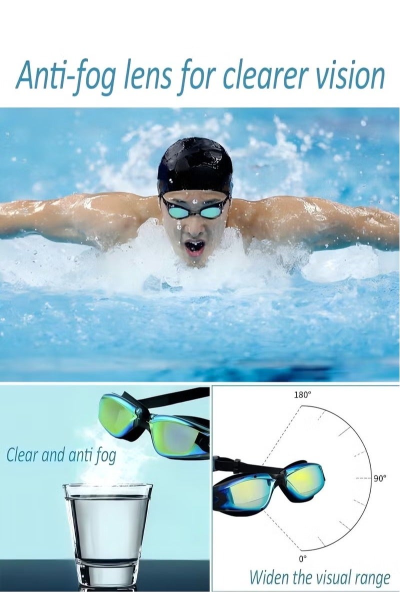 JWSISSIE 5-in-1 Anti-Fog Swimming Goggles - Goggle Set with Swimming Cap, Earplugs, Nose Clip, Leak-Proof Goggles - Waterproof Swimming Goggles that Can Effectively Block Ultraviolet Rays - Suitable for Men - Image 5