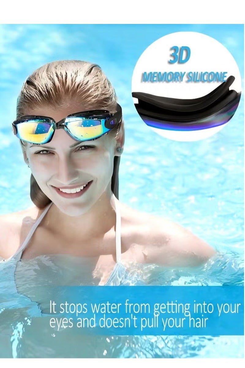JWSISSIE 5-in-1 Anti-Fog Swimming Goggles - Goggle Set with Swimming Cap, Earplugs, Nose Clip, Leak-Proof Goggles - Waterproof Swimming Goggles that Can Effectively Block Ultraviolet Rays - Suitable for Men - Image 3