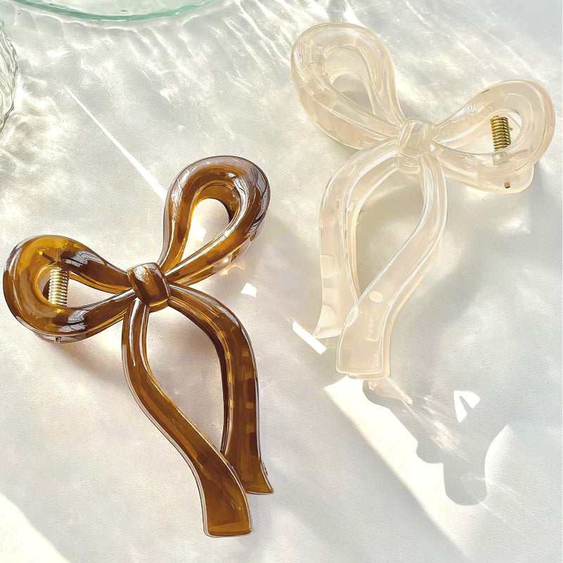 Ayesha Bows Claw Clips 3 Colors Hair Clips for Women Girls Bow Trend Claw Clips for All Hair Types - Image 2