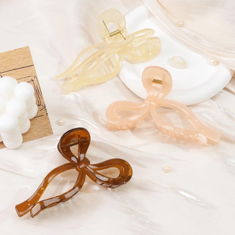 Ayesha Bows Claw Clips 3 Colors Hair Clips for Women Girls Bow Trend Claw Clips for All Hair Types - Image 4
