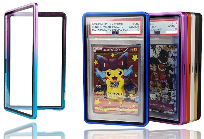 RedCap Magnetic Aluminum Graded PSA Slab Guard UV Resistant Glass 35PT Premium Protector Display Case For Standard PSA CGC Graded Sport Trading Cards - Azure Blue - Image 1
