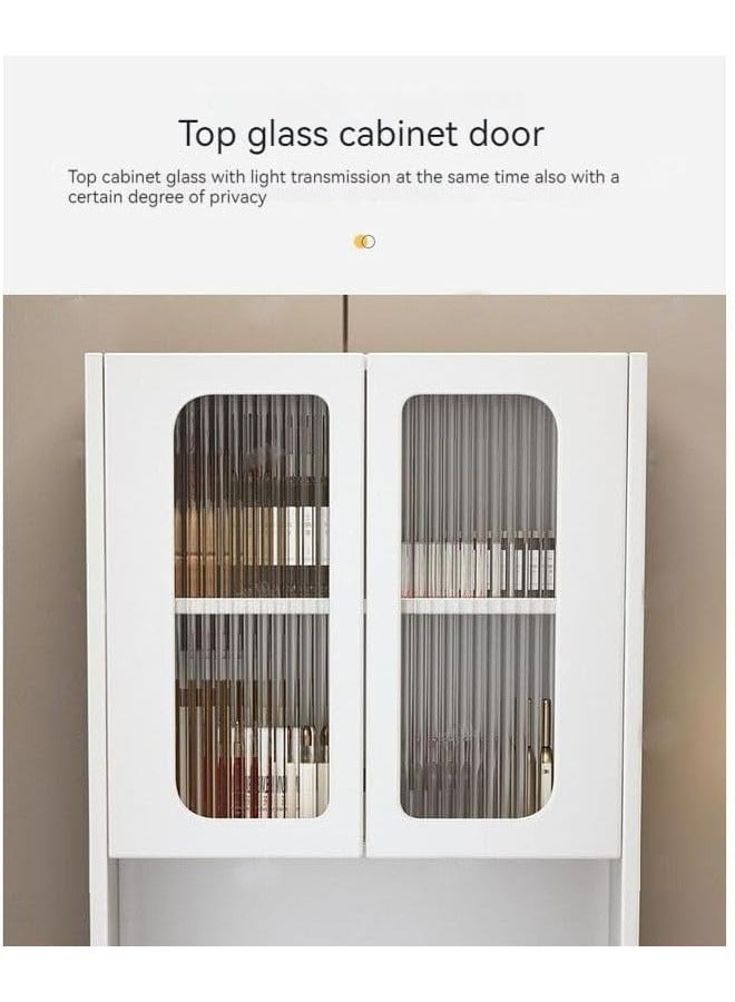 فاشون هوم طاولة تزيين بتصميم عصري فاخر مع مرآة علوية قابلة للطي وأضواء LED قابلة للتعديل سطوع طاولة تزيين بيضاء مع مساحة تخزين واسعة ومقعد مبطن لأثاث غرفة النوم 47.6 × 39.8 × 160 سم - Image 4