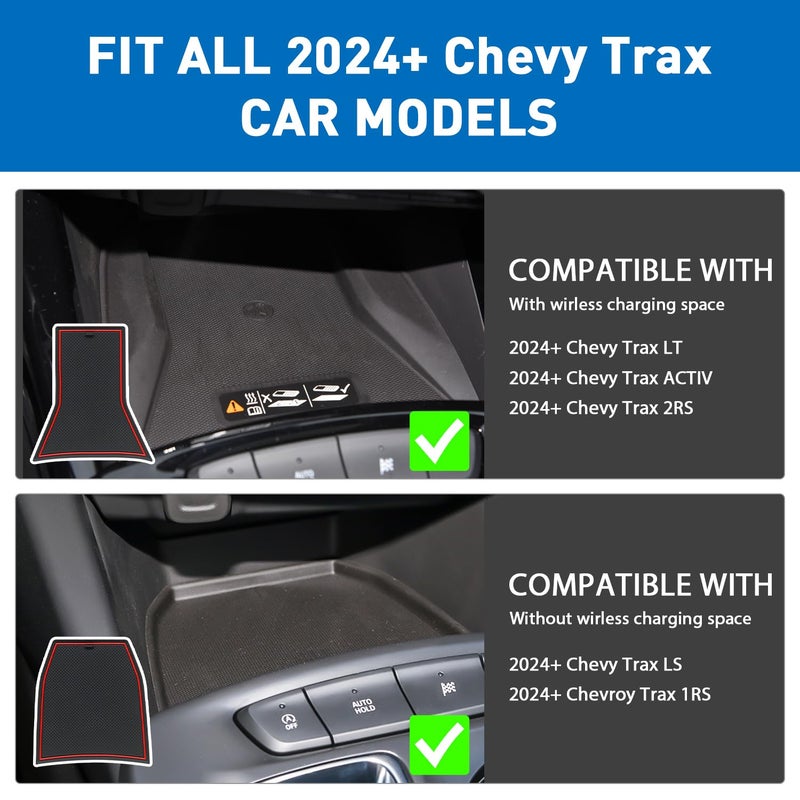 KENTUTO for 2024 2025 2026 Chevy Trax Accessories - for 2024 2025 2026 Chevrolet Trax (LS,1RS,LT,2RS,ACTIV) Cup Holder Inserts Door Slot Mat Compartment Center Console Liners (14 Pcs, Red Trim) - Image 2
