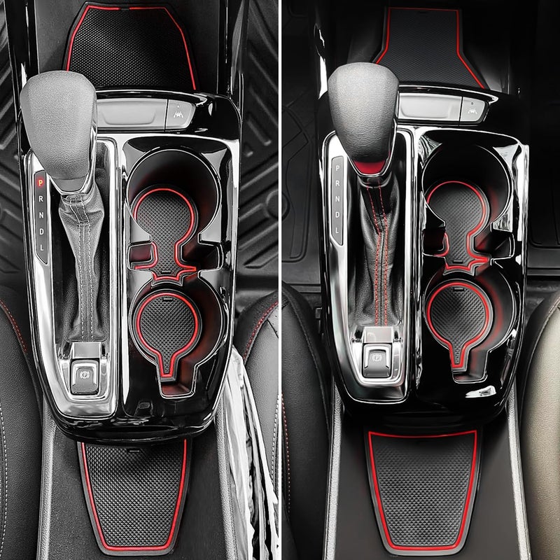 KENTUTO for 2024 2025 2026 Chevy Trax Accessories - for 2024 2025 2026 Chevrolet Trax (LS,1RS,LT,2RS,ACTIV) Cup Holder Inserts Door Slot Mat Compartment Center Console Liners (14 Pcs, Red Trim) - Image 3