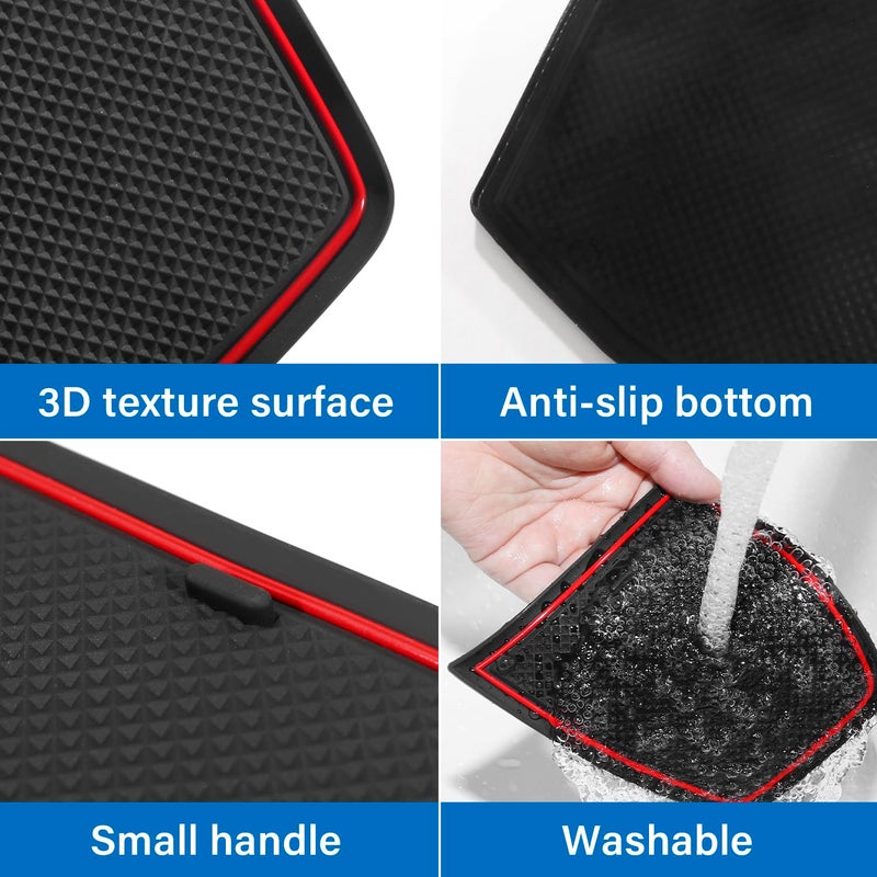 KENTUTO for 2024 2025 2026 Chevy Trax Accessories - for 2024 2025 2026 Chevrolet Trax (LS,1RS,LT,2RS,ACTIV) Cup Holder Inserts Door Slot Mat Compartment Center Console Liners (14 Pcs, Red Trim) - Image 4