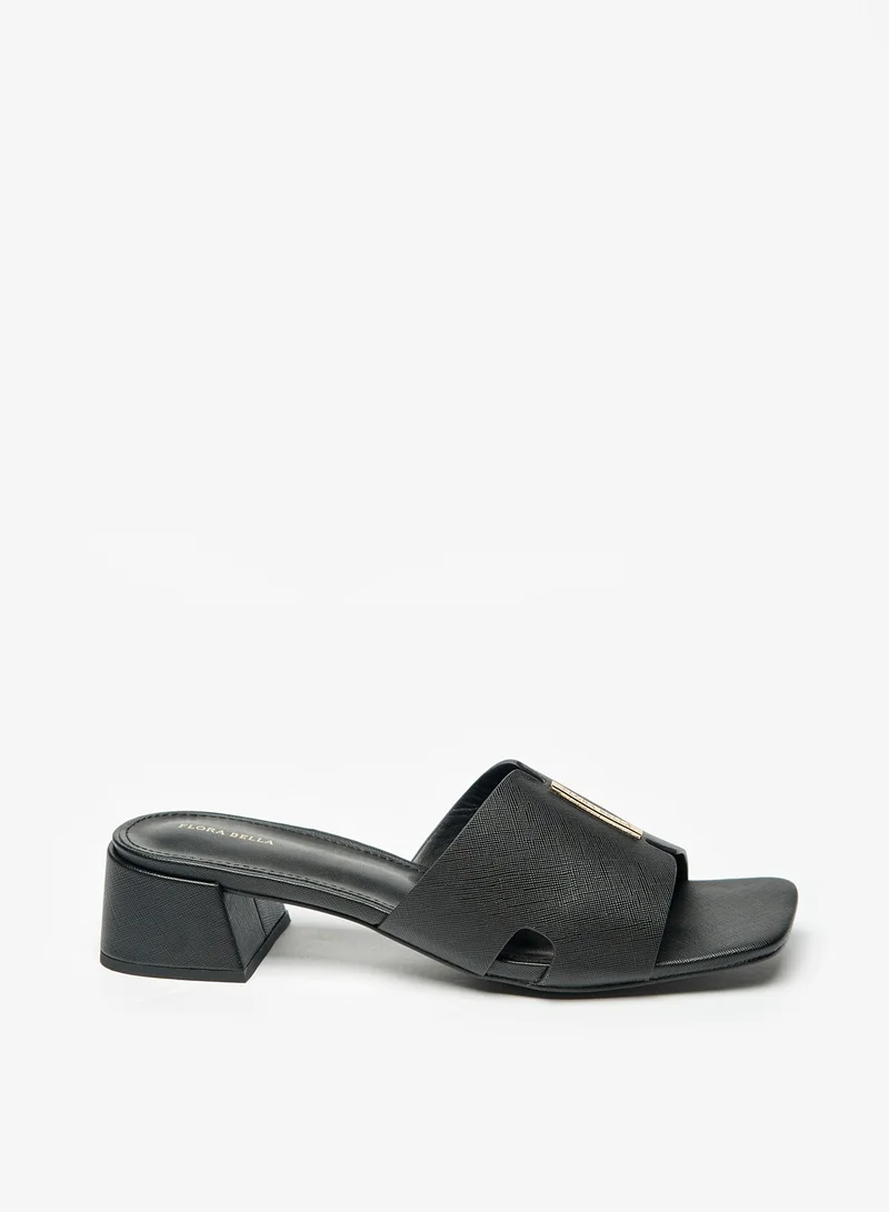 Flora Bella By Shoexpress Women Logo Accent Slip-On Sandals with Block Heels