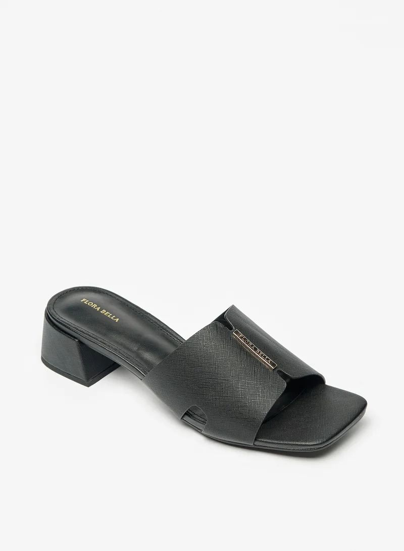 Flora Bella By Shoexpress Women Logo Accent Slip-On Sandals with Block Heels