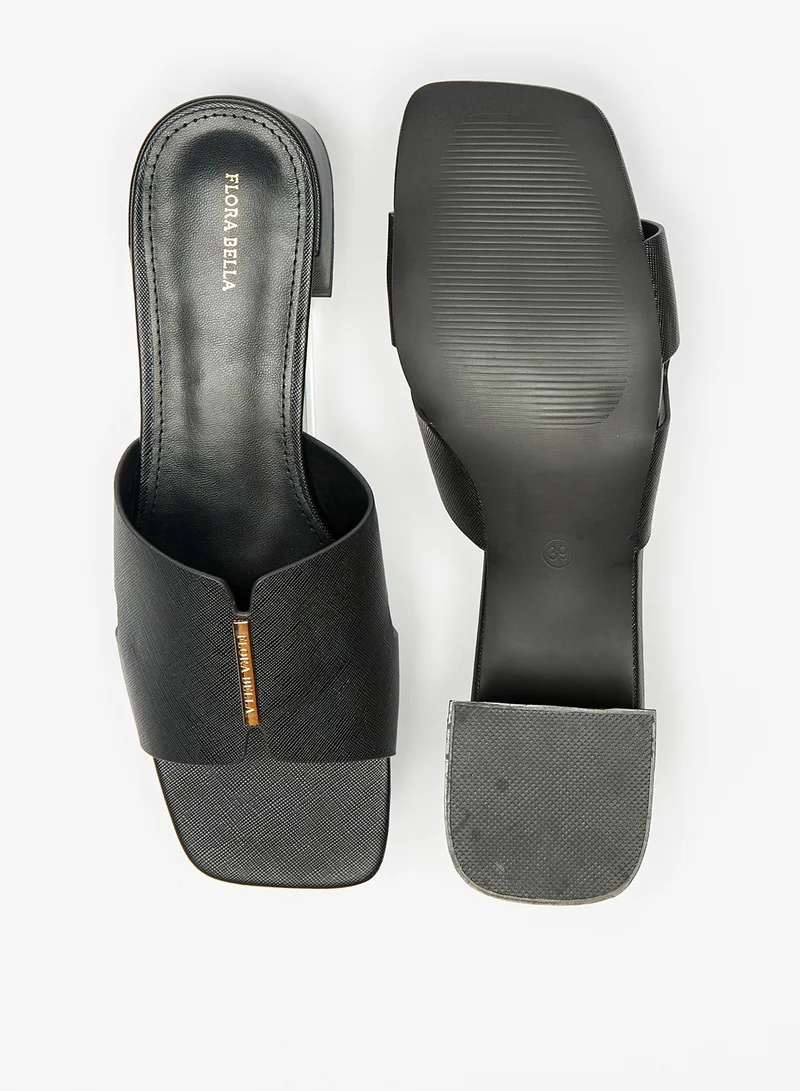 Flora Bella By Shoexpress Women Logo Accent Slip-On Sandals with Block Heels