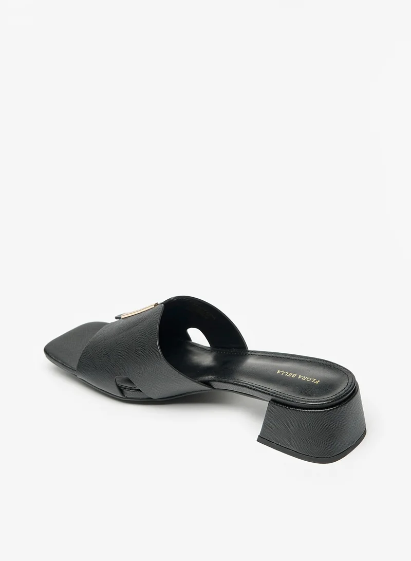 Flora Bella By Shoexpress Women Logo Accent Slip-On Sandals with Block Heels