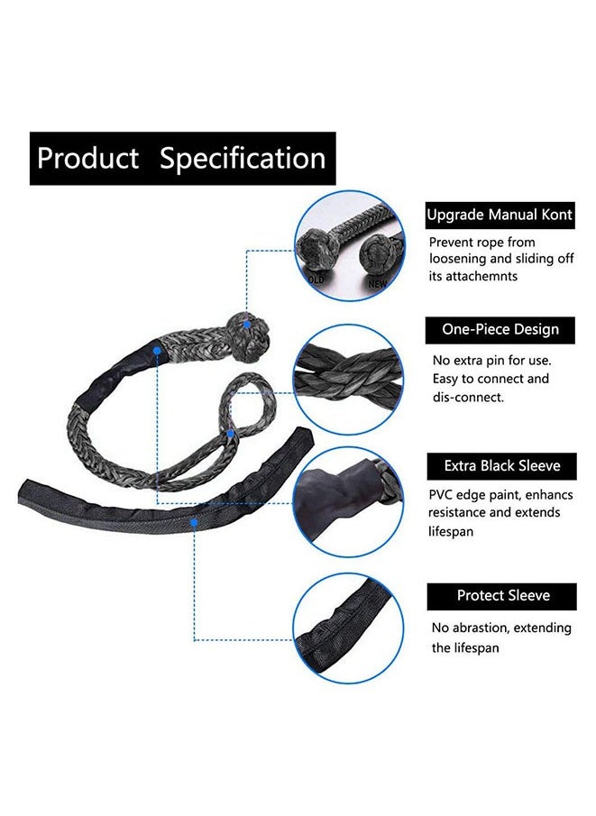 Muyixin Heavy Duty Soft Shackle for Recovery, Towing, Winching 38000 pound breaking strength (Black)  - Image 2