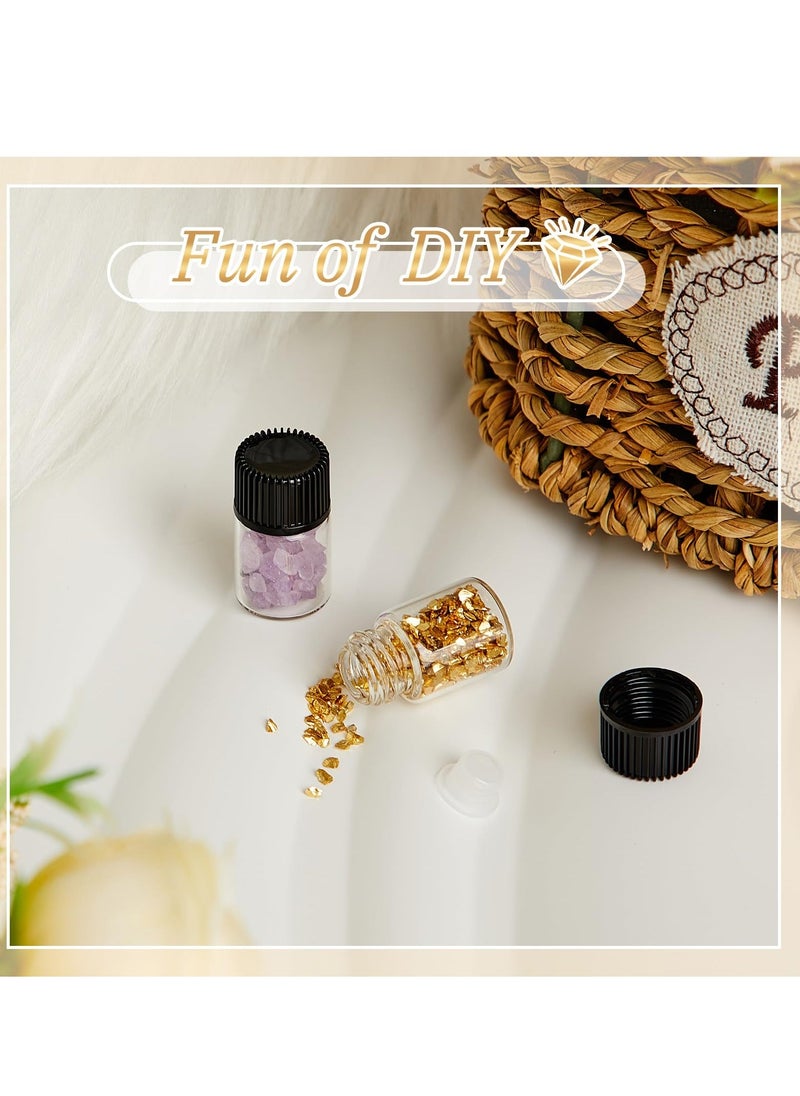 Clear Glass Sample Vials For Essential Oils, 50 Pack Clear Glass Vial with Screw Caps and Plastic Stopper Leakproof, 2ml