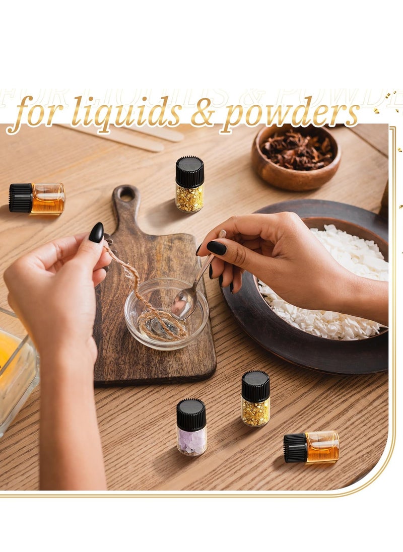 Clear Glass Sample Vials For Essential Oils, 50 Pack Clear Glass Vial with Screw Caps and Plastic Stopper Leakproof, 2ml