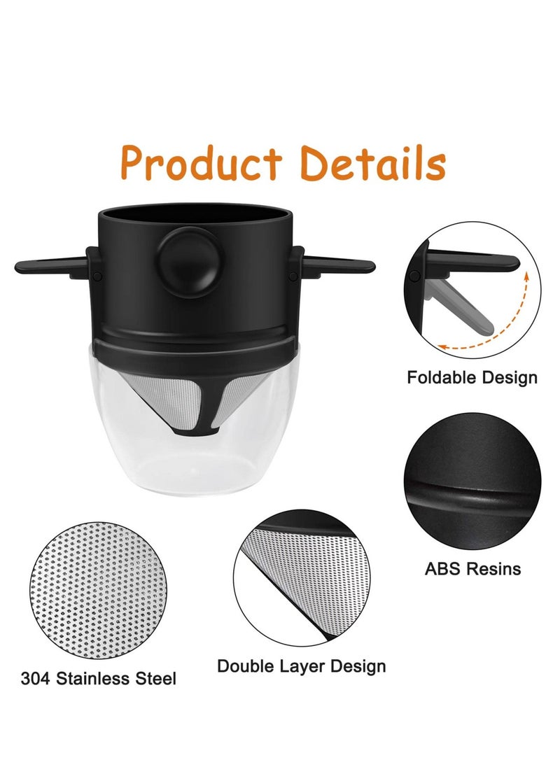 Excefore Coffee Filter Portable Reusable Stainless Steel Cone Paperless Coffee Filter Pour Over Coffee Maker 1-2 Cup Easy to Clean for Home Office Travel  - Image 5