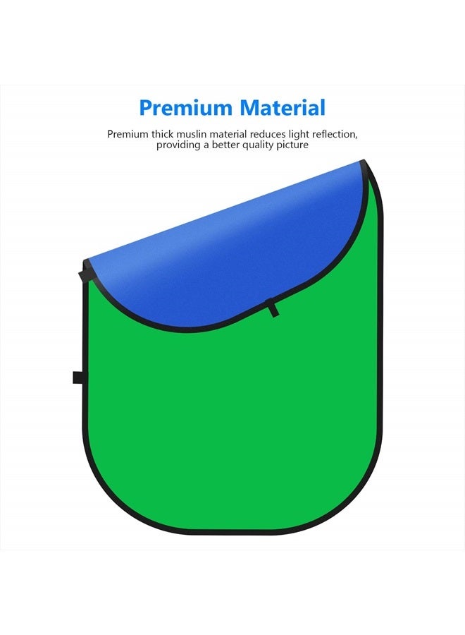 NEEWER Chromakey Backdrops, Double Sided Green Screen and Blue Screen, 2 in 1 Collapsible and Reversible Background for Photography, Gaming and Live Streaming, 5'×6.6'/1.5m×2m (Green/Blue) - Image 2
