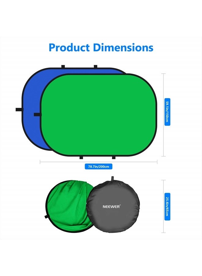 NEEWER Chromakey Backdrops, Double Sided Green Screen and Blue Screen, 2 in 1 Collapsible and Reversible Background for Photography, Gaming and Live Streaming, 5'×6.6'/1.5m×2m (Green/Blue) - Image 4