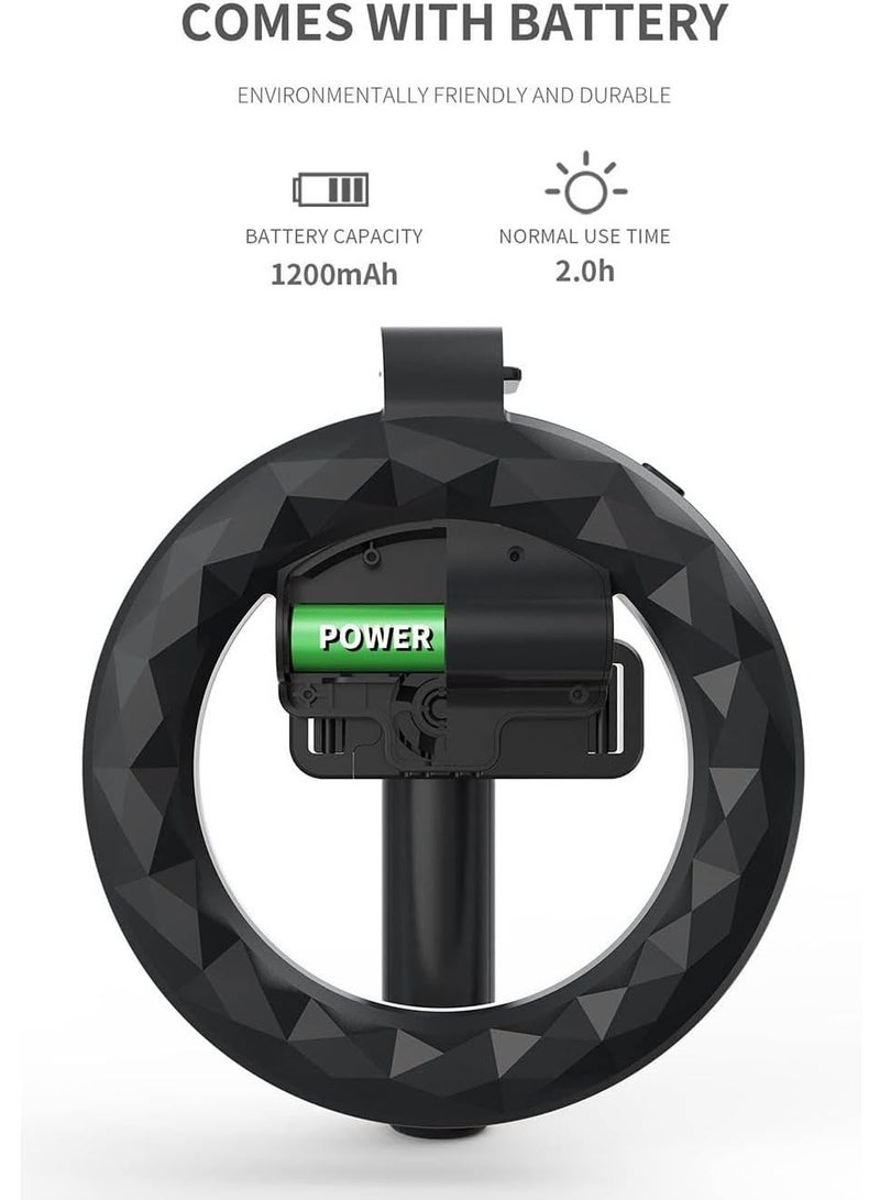 بوكس ويف حامل وقاعدة تثبيت من BoxWave متوافق مع هاتف CAT B35 - مزود بحلقة إضاءة (Ring Light) وعصا سيلفي قابلة للتمديد - لون أسود فاحم (Jet Black) - Image 3