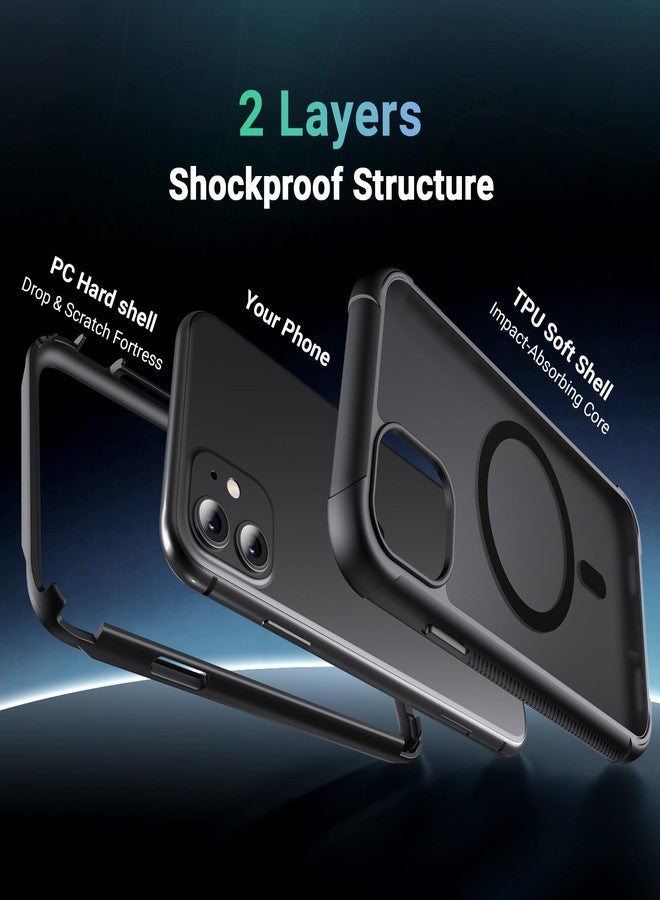 jaroco Magnetic for iPhone 11 Case, [Compatible with MagSafe][Military Grade Drop Protection][Heavy Duty Protection][Non-Slip][Shockproof] 2-Layer Durable Bumper Phone Case 6.1''-Black - Image 2