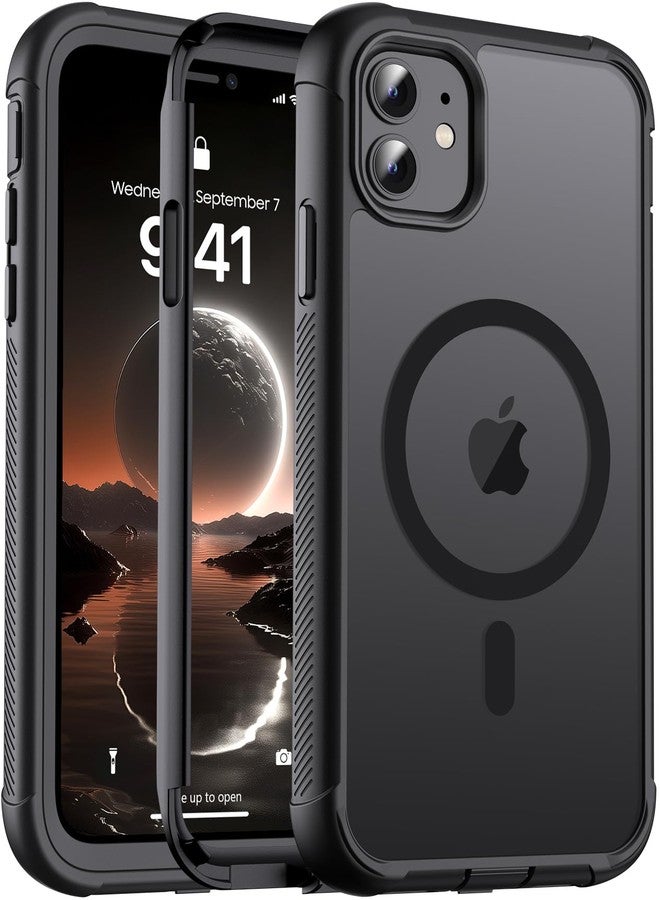 jaroco Magnetic for iPhone 11 Case, [Compatible with MagSafe][Military Grade Drop Protection][Heavy Duty Protection][Non-Slip][Shockproof] 2-Layer Durable Bumper Phone Case 6.1''-Black - Image 1