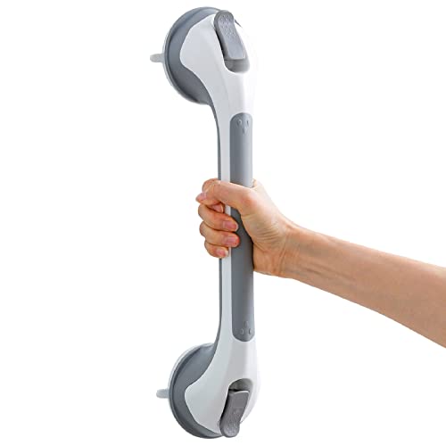 TAILI Shower Grab Bar 16 Inch Suction Cup Grab Bars for Bathroom, Removable Shower Safety Handle Heavy Duty Bathtub Grip for Seniors & Elderly, Strong Handrails No Drilling Waterproof, Grey - Image 1
