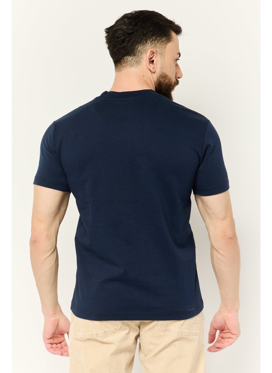 ESPRIT - Men Crew Neck Short Sleeves Brand Logo T-Shirt, Navy - Image 1