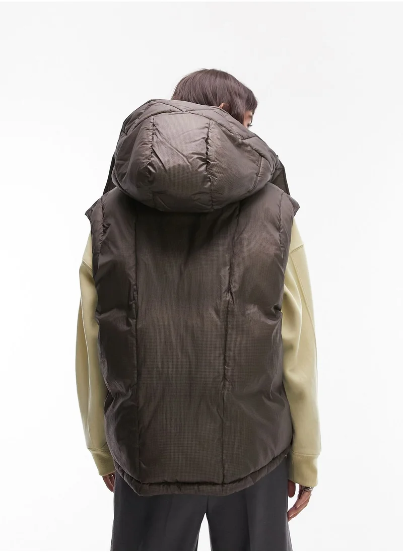 TOPSHOP Hooded Puffet Vest Jacket