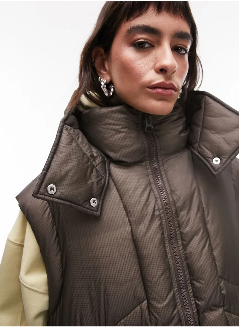 TOPSHOP Hooded Puffet Vest Jacket